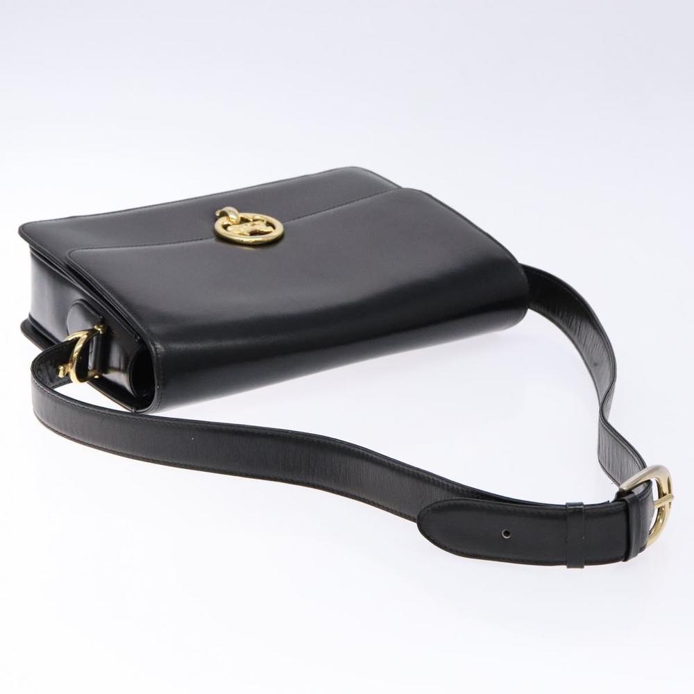 CELINE Horse Carriage Shoulder Bag Leather Black Gold Auth ki5948 - Picture 7 of 16